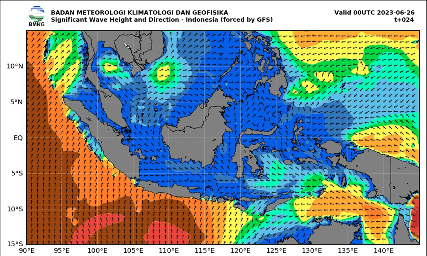 Peringatan Dini Gelombang Tinggi 4 Meter di Perairan Indonesia pada 26 Juni 2023